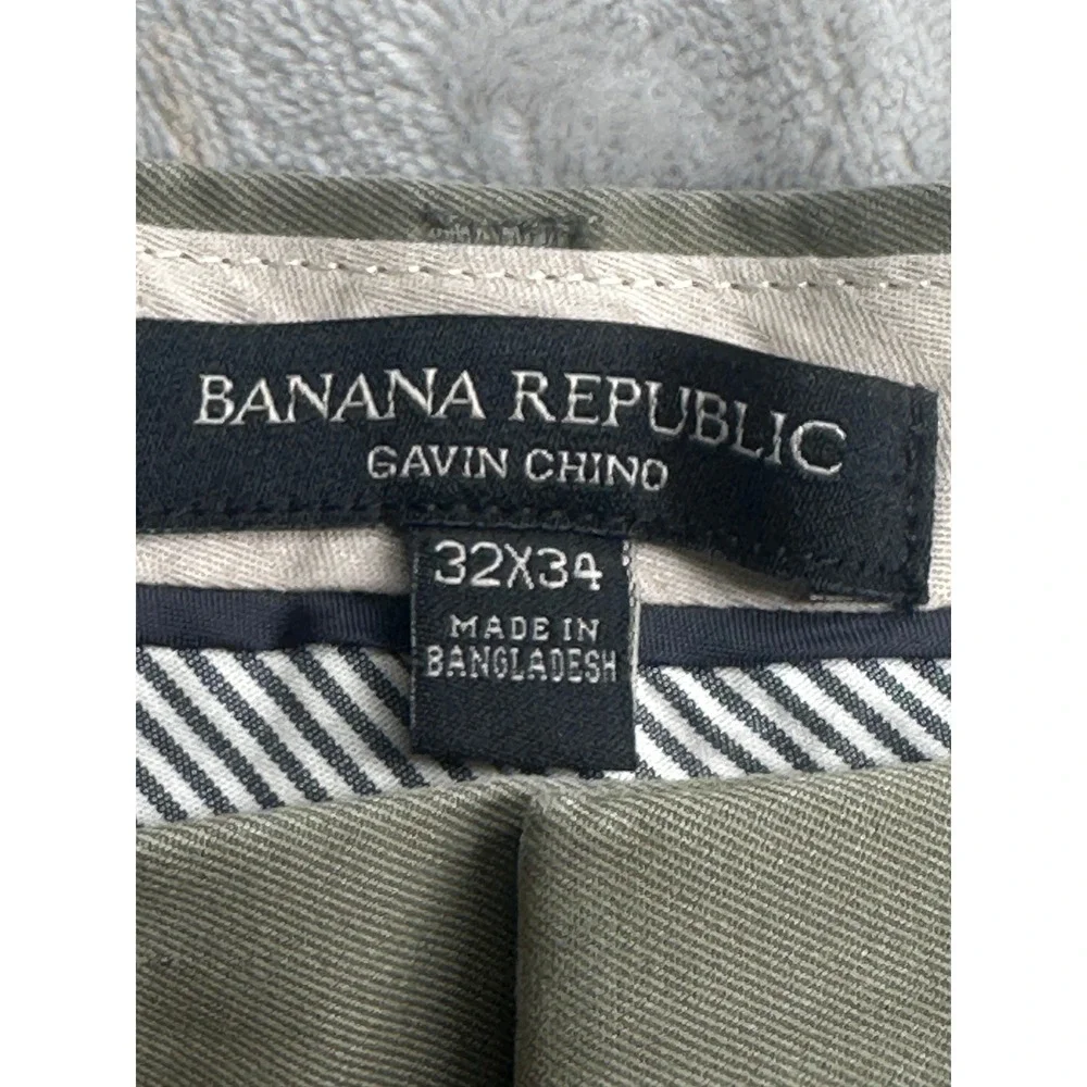 Banana Republic Gavin‎ Chino Pants Mens 32x34 Olive Green Excellent Straight Leg